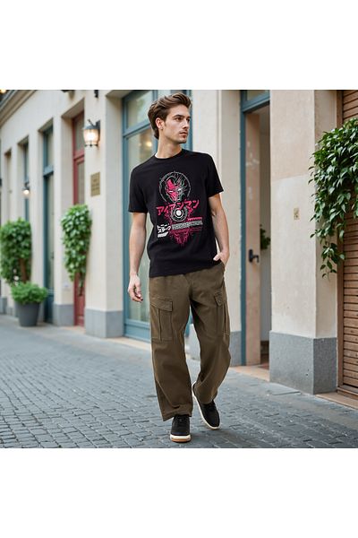 FAV Iron Man Print T-shirt with Crew Neck