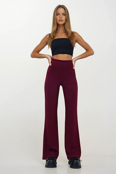VAGGON Wide Belt Modal Fabric Flared Leggings Trousers