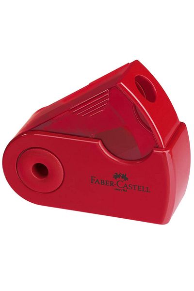 OEM Faber-Castell Sleeve Mini Single Sharpener with Container, Red