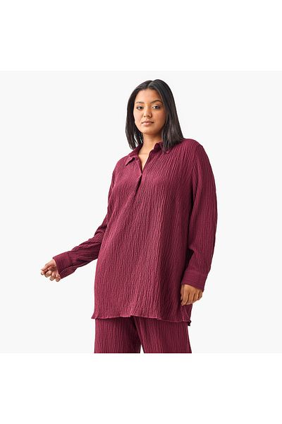 Ulla Popken Plus Size Ulla Popken Textured Resort Top