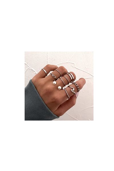 OEM Set of 9 Vixen rings, Metal, Silver, 4.5mm,6mm