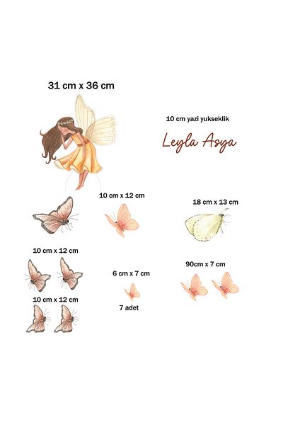 Renklendir Hayatını Stk-123 Fairy Themed Wall Sticker
