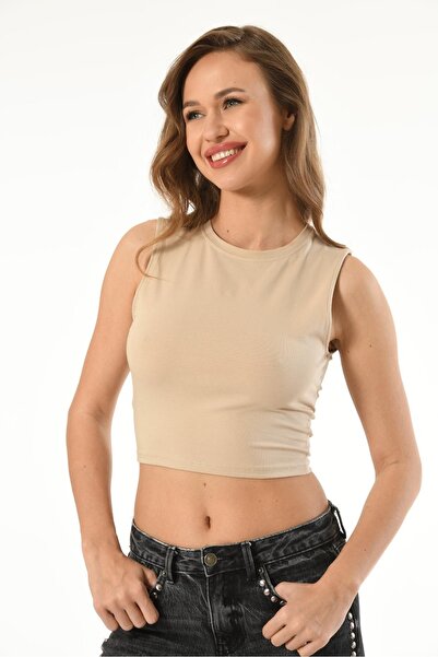 Mfö Life İç Giyim Women's Lycra 0 Sleeve Crop Cotton