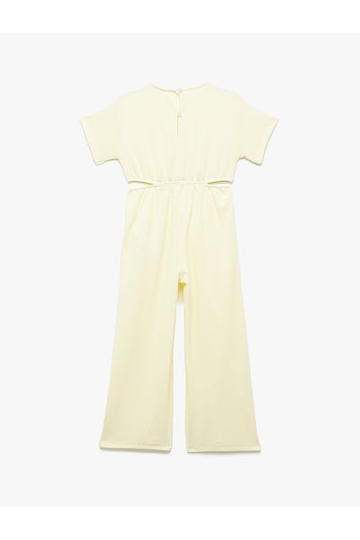 Koton Short Sleeve Crew Neck Window Detail Long Jumpsuit