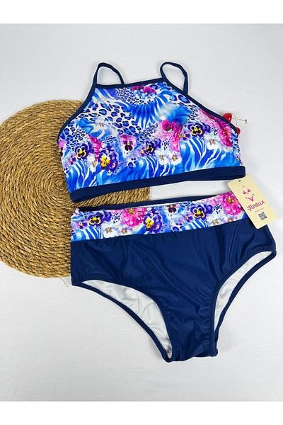 FUNELLA Women's Stylish Ethnic Patterned Crop Bikini Set