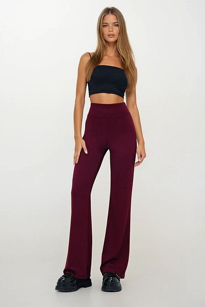VAGGON Wide Belt Modal Fabric Flared Leggings Trousers
