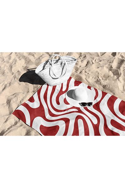 ASDİVA Wave Pattern Beach Towel - Red - 75X150 cm