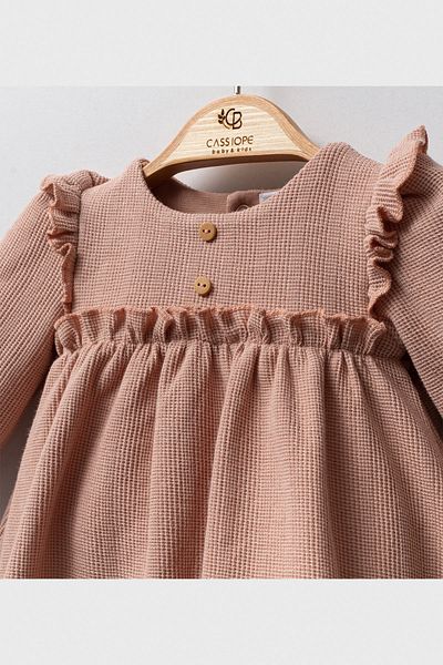 Cassiope Baby Girl Dress with Ruffled Collar and Long Sleeves
