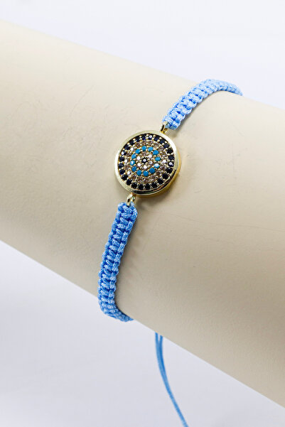 biuti Baby Blue Elevator Gold Zircon Stone Evil Eye Bracelet, Gift Bracelet