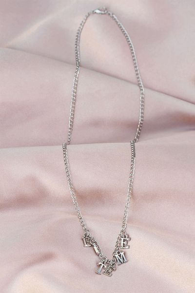 Clariss New Season Silver Color Dangle Women's Necklace with Ending Written