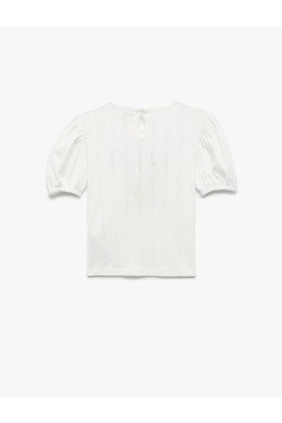 Koton Lemon Printed Cotton Crew Neck Balloon Sleeve T-Shirt