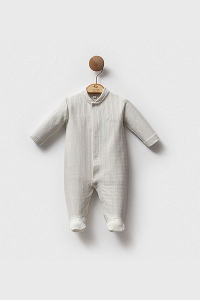 Cassiope Long Sleeve Baby Boy Jumpsuit with Booties and Snap Front