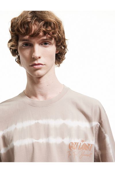 Koton Short Sleeve Crew Neck Printed Washable Cotton Oversize T-Shirt