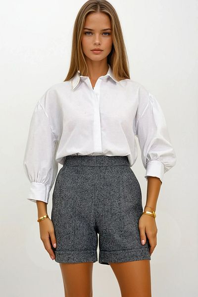 VAGGON Women's Anthracite Double Leg Double Pocket Winter Cashew Shorts Prmx13297