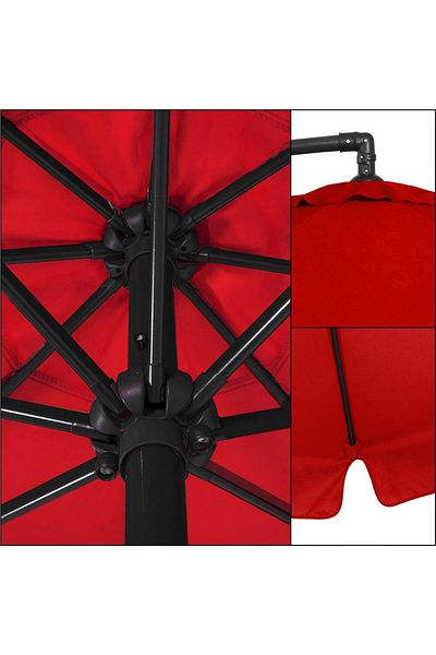 SERSIMO Banana side arm garden umbrella, with cover, 300cm, red