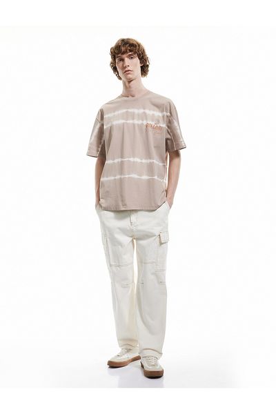 Koton Short Sleeve Crew Neck Printed Washable Cotton Oversize T-Shirt