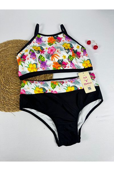FUNELLA Women's Stylish Ethnic Patterned Crop Bikini Set