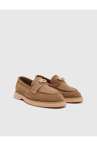 İLVİ Lemmens Genuine Suede Leather Women's Mink Loafer Shoes