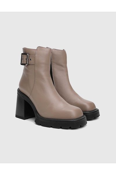 İLVİ Otha Genuine Leather Women's Mink Heeled Boots