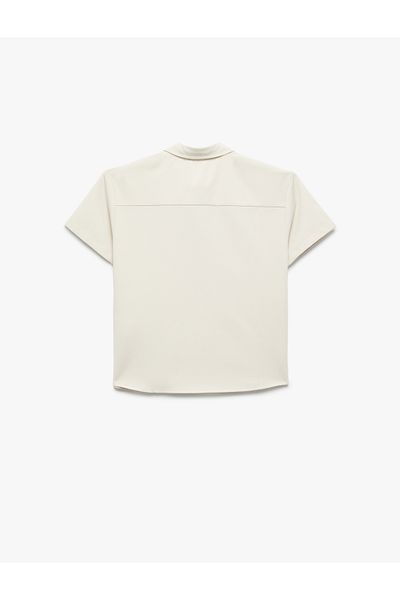Koton Button Pocket Viscose Blend Basic Short Sleeve Shirt