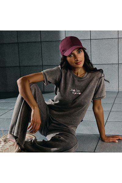 SP Characters Squid Game Embroidered Crop T-shirt with Crew Neck