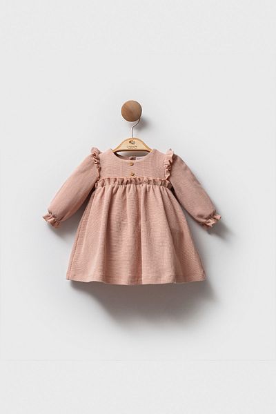 Cassiope Baby Girl Dress with Ruffled Collar and Long Sleeves