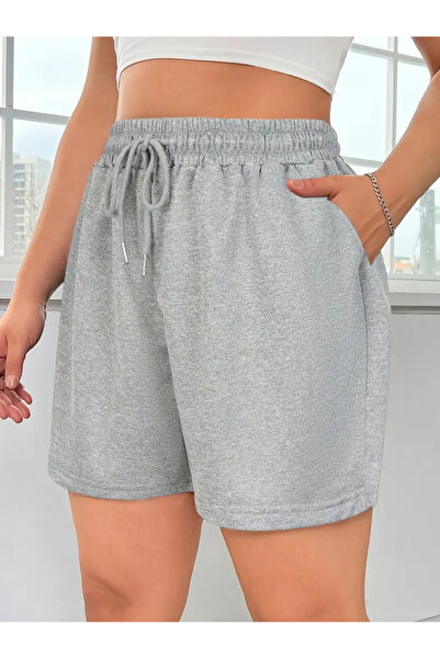 LAUSRA Γυναικείο ελαστικό άνετο σορτς σε γκρι χρώμα, ιδανικό για να φορεθεί σ...