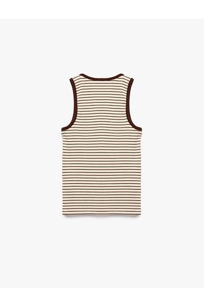 Koton Cotton Slim Fit U Neck Striped Undershirt