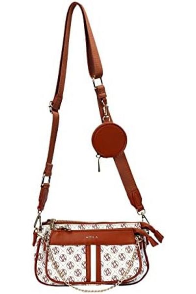 AMICA Giovanna Signature Monogramed Women’s Crossbody White Handbag in Denim and Leather
