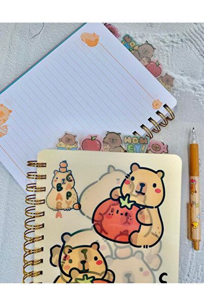 ZeCo Collection Capybara Kapibara A5 Hologram Cover Spiral Notebook with Bookmark 120 Sheets Lined