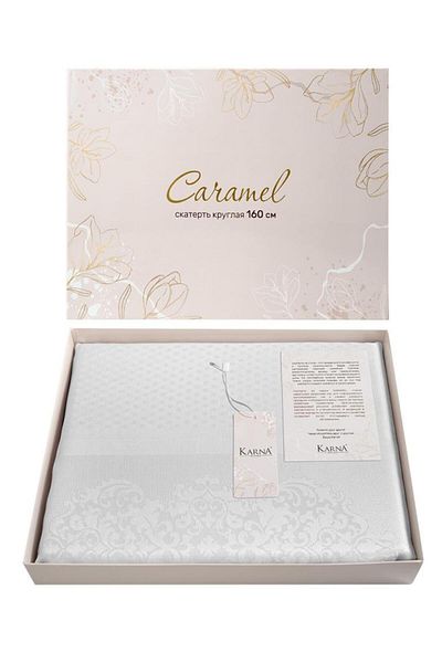Karna Home Panel Jacquard Caramel Round Table Cloth