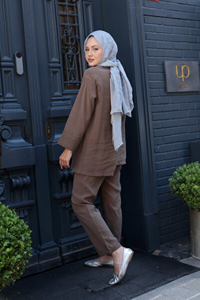 LOCCO Women's Side Tie Armani Modal Suit Light Brown