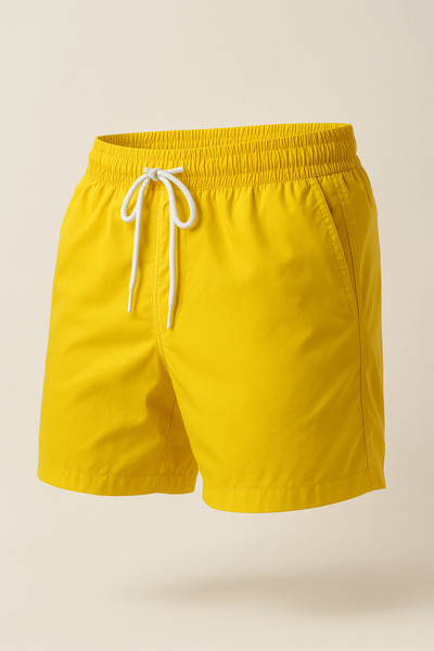 Justyol Men's Waterproof Yellow Swim Shorts – Summer Beach and Pool Swim Shorts