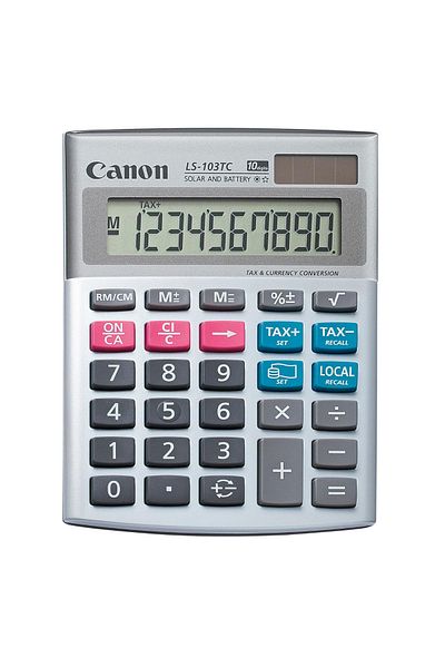 Canon Desk calculator 10 Digits, Canon LS103TC, 105 x 140 x 32 mm, gray