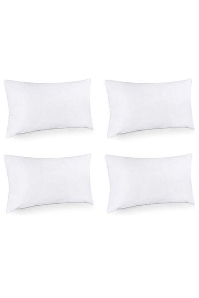 AWF AL WADI FURNITURE Sleep EZ Compressed Set of 4 Microfiber Pillow for Home, Hotel, Guest, Standard, White, 48W x 70L cm