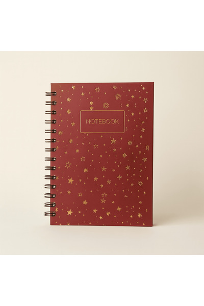 TermaCraft Yaldızlı Yıldız Desenli Not Defteri - Bordo