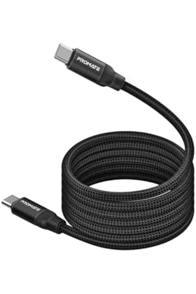 Promate كابل USB-C™ إلى USB-C™ مغناطيسي فاخر منظم ذاتيًا مع توصيل طاقة 60 وات و120 سي