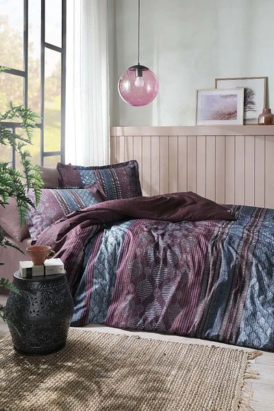 Özdilek Özdilek Ranforce Single Duvet Cover Set-Mimbre Claret Red