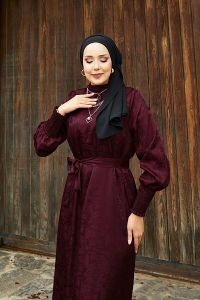 EBRUTESETTÜR Mobile Belted Sleeves Gipeli Jacquard Dress