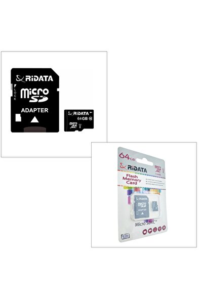 ridata 64GB microSDXC UHS-I U1 A1 memory card, RiDATA Flash Memory, with SD adapter, class 10
