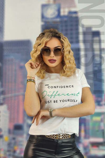 WildFashion Tricou casual cu imprimeu text U848-2