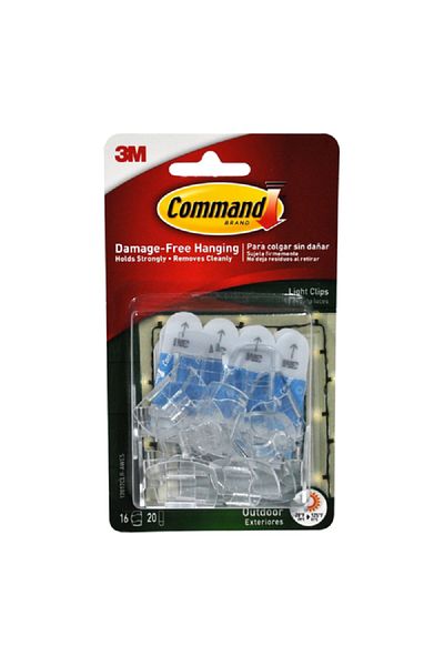 COMMAND 16-Piece Plastic Effortless Hanging Outdoor Decor Light Clip Set Clear 18g