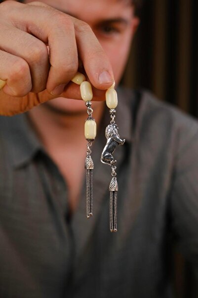 dergah tesbih Aslan Figürlü Full Gümüş Tasarım Rus Damla Kehribar Zaza Tesbih