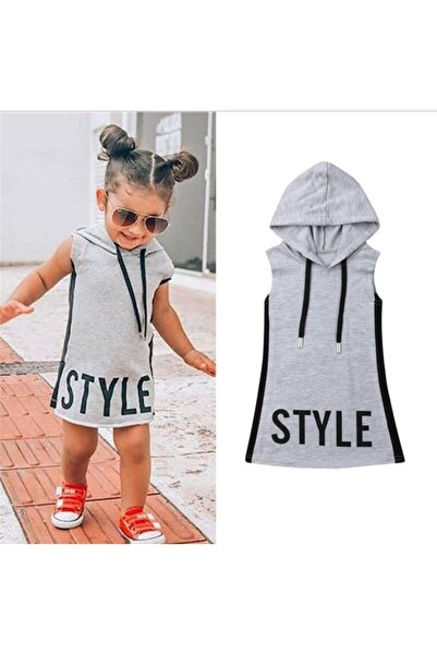 VESTIR BIEN Сива рокля с качулка за деца