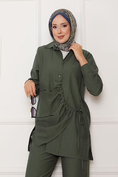 EBRUTESETTÜR Double Suit with Gathered Front and Side Ties