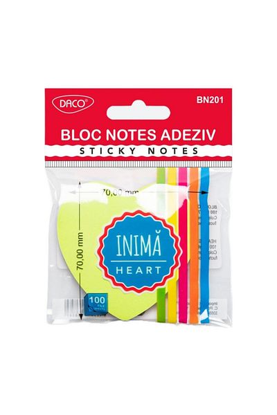 daço Daco Heart Adhesive Sticky Notes Pad, Size 70x70 mm, 100 Files