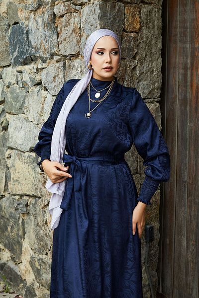 EBRUTESETTÜR Mobile Belted Sleeves Gipeli Jacquard Dress