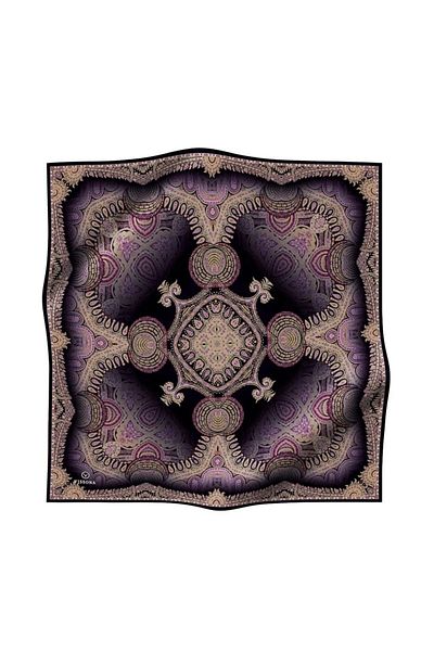 Vissona Twill Silk Φουλάρι Μαύρο, Μωβ