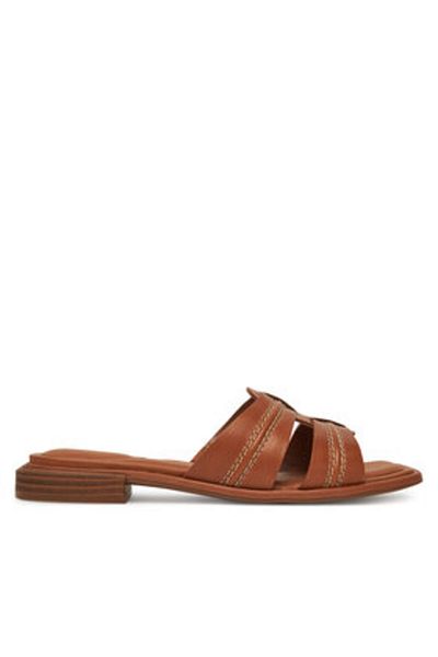 CLARKS Women's Flip-flops brown CLARKS-26181239 TAN LEATHER