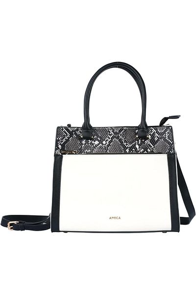 AMICA Valerie Ladies Leather Satchel Handbag Reptile Printed
